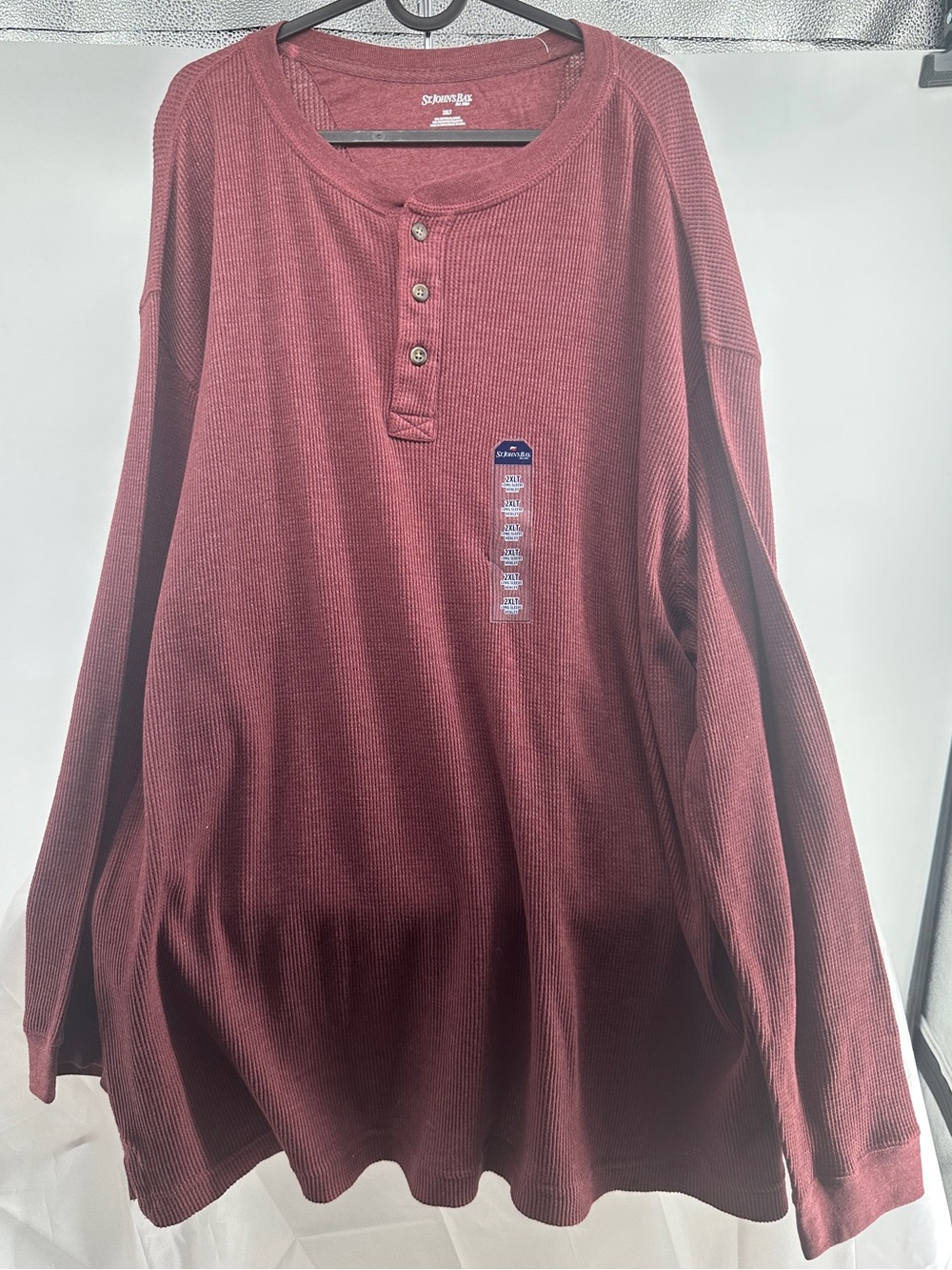NWT St. John bay red waffle knit long sleeve shirt